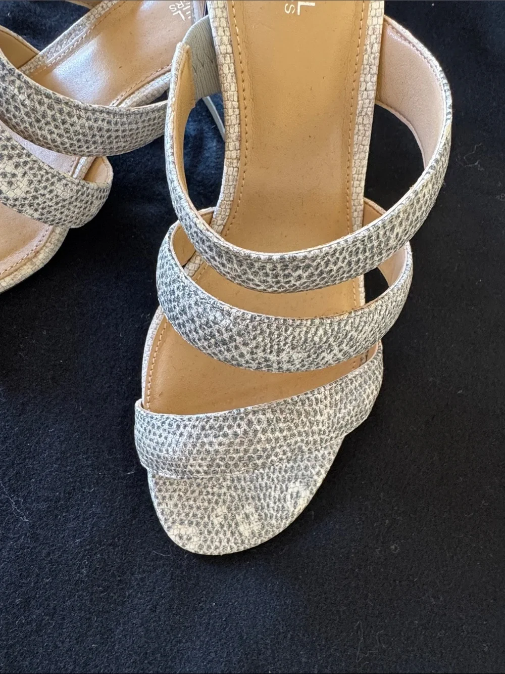 Michael Kors Silver Snake-Print Strappy Slide Sandals